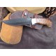 OJI™ Premium AUS‑10 Knife – Pine Cone Handle, Drop Point, Leather Sheath ~ 39813A