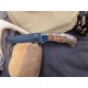 OJI™ Premium AUS‑10 Knife – Pine Cone Handle, Drop Point, Leather Sheath ~ 39813A