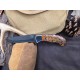 OJI™ Premium AUS‑10 Knife – Pine Cone Handle, Drop Point, Leather Sheath ~ 39813A