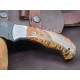 OJI™ Premium AUS‑10 Knife – Pine Cone Handle, Drop Point, Leather Sheath ~ 39813A