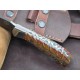 OJI™ Premium AUS‑10 Knife – Pine Cone Handle, Drop Point, Leather Sheath ~ 39813A
