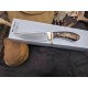 OJI Premium AUS‑10 Knife – Brown Pine Cone Handle, Drop Point W/ Sheath ~ 39813B