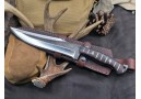 OJI Premium AUS‑10 Knife | Red & Black Micarta Handle, Drop Point, Sheath ~ 39813C