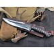 OJI Premium AUS‑10 Knife | Red & Black Micarta Handle, Drop Point, Sheath ~ 39813C