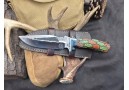 OJI Premium AUS‑10 Knife &ndash; Micarta Handle, Drop Point, Leather Sheath ~ 39814A