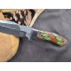 OJI Premium AUS‑10 Knife – Micarta Handle, Drop Point, Leather Sheath ~ 39814A