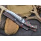 OJI Premium AUS‑8 Knife – Micarta Handle, Trailing Point, Leather Sheath ~ 39811B