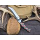 OJI Premium AUS‑8 Knife – Micarta Handle, Trailing Point, Leather Sheath ~ 39811B