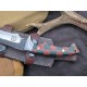 OJI Premium AUS‑8 Knife – Micarta Handle, Trailing Point, Leather Sheath ~ 39811B