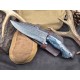 OJI Premium Damascus Knife – Dyed Bone Handle, Drop Point, Leather Sheath ~ 39811A
