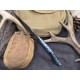 OJI Premium Damascus Knife – Dyed Bone Handle, Drop Point, Leather Sheath ~ 39811A